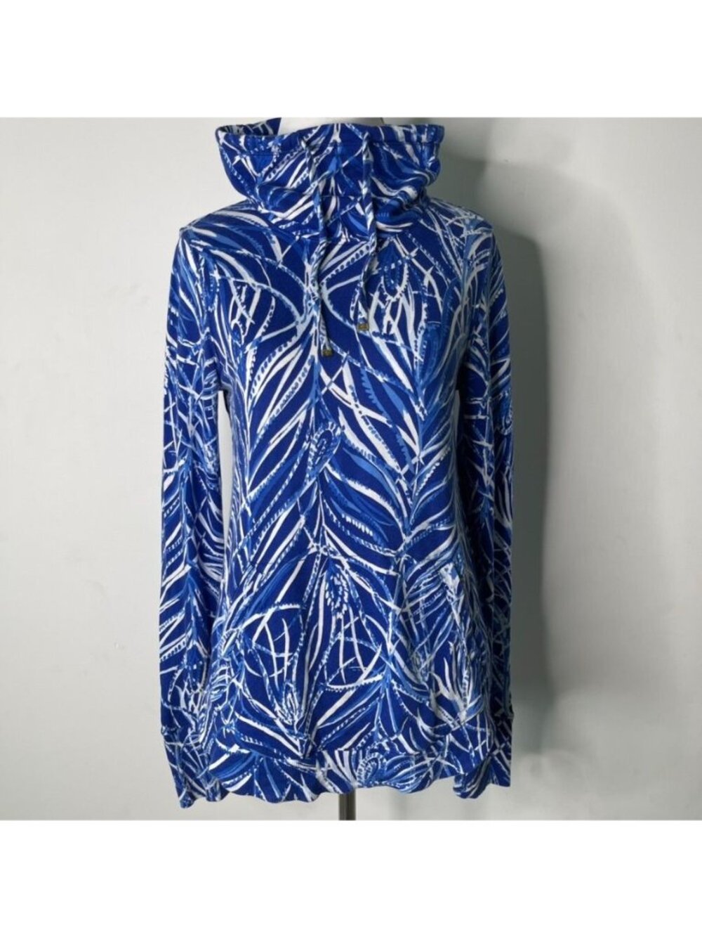 Lilly Pulitzer Fletcher Pullover Top Twilight Blue Early Riser Cowl Neck XS